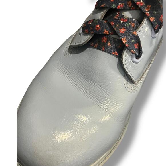 Timberland Junior Girls Sz 7 6” Premium WP Baby Blue Shine 1991A Leather Floral - Picture 13 of 15